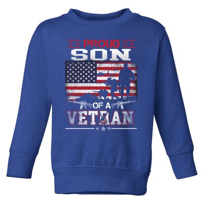 Proud Son Of A Veteran Vintage Flag Military Veterans Day Meaningful Gift Toddler Sweatshirt