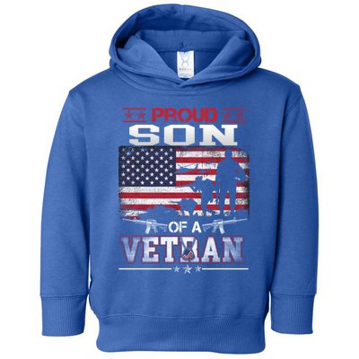 Proud Son Of A Veteran Vintage Flag Military Veterans Day Meaningful Gift Toddler Hoodie