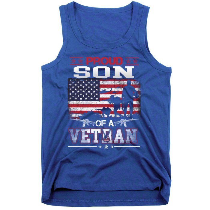 Proud Son Of A Veteran Vintage Flag Military Veterans Day Meaningful Gift Tank Top