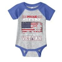 Proud Son Of A Veteran Vintage Flag Military Veterans Day Meaningful Gift Infant Baby Jersey Bodysuit