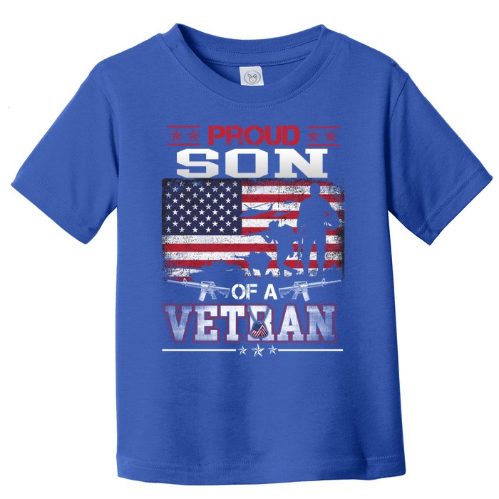 Proud Son Of A Veteran Vintage Flag Military Veterans Day Meaningful Gift Toddler T-Shirt