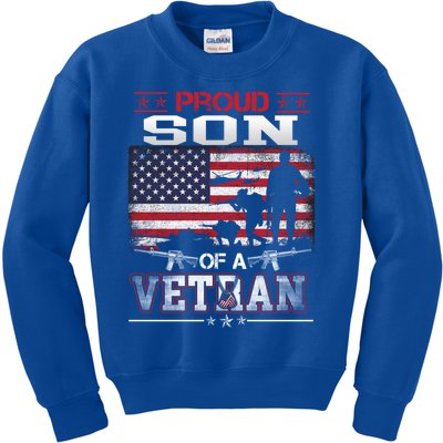 Proud Son Of A Veteran Vintage Flag Military Veterans Day Meaningful Gift Kids Sweatshirt