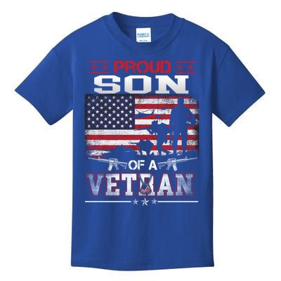 Proud Son Of A Veteran Vintage Flag Military Veterans Day Meaningful Gift Kids T-Shirt