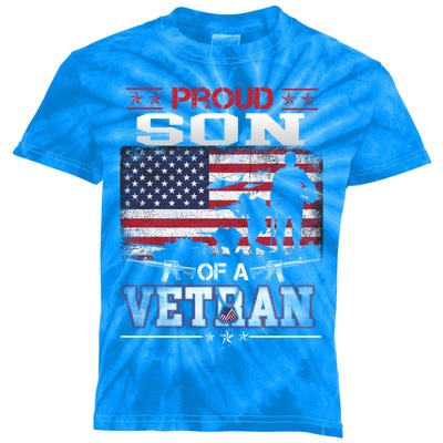 Proud Son Of A Veteran Vintage Flag Military Veterans Day Meaningful Gift Kids Tie-Dye T-Shirt