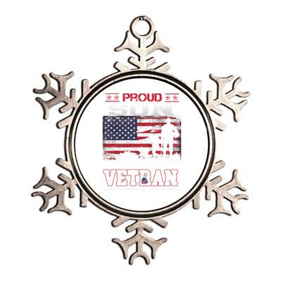 Proud Son Of A Veteran Vintage Flag Military Veterans Day Meaningful Gift Metallic Star Ornament