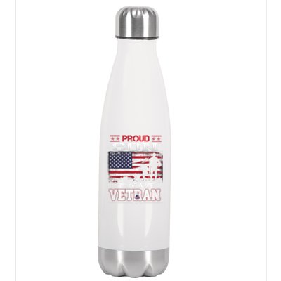 Proud Son Of A Veteran Vintage Flag Military Veterans Day Meaningful Gift Stainless Steel Insulated Water Bottle