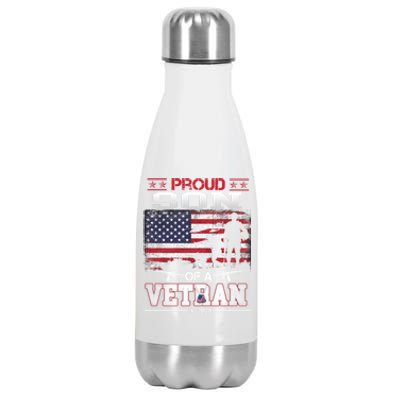 Proud Son Of A Veteran Vintage Flag Military Veterans Day Meaningful Gift Stainless Steel Insulated Water Bottle