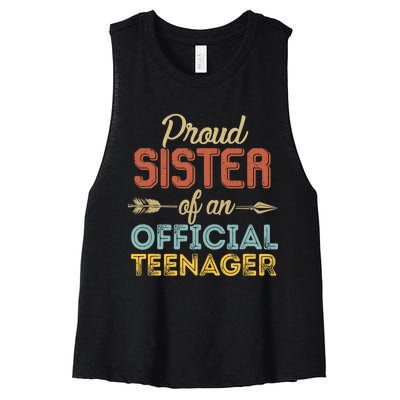 Proud Sister of Official Teenager 13th Birthday 13 Years Old Women's Racerback Cropped Tank