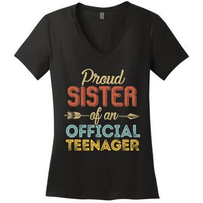 Proud Sister of Official Teenager 13th Birthday 13 Years Old Women's V-Neck T-Shirt