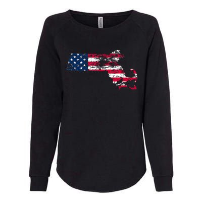 Patriotic State Of Massachusetts USA Flag Womens California Wash Sweatshirt