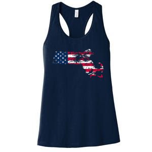 Patriotic State Of Massachusetts USA Flag Women's Racerback Tank