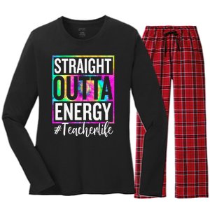 Paraprofessional Straight Outta Energy Teacher Life Gifts Women's Long Sleeve Flannel Pajama Set 