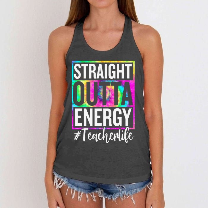 Paraprofessional Straight Outta Energy Teacher Life Gifts Women's Knotted Racerback Tank