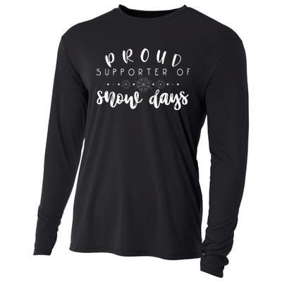 Proud Supporter Of Snow Days Funny Teacher Merry Christmas Cooling Performance Long Sleeve Crew