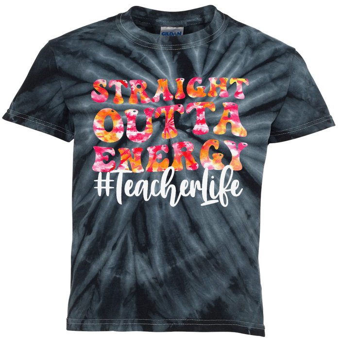 Paraprofessional Straight Outta Energy Teacher Life Groovy Kids Tie-Dye T-Shirt