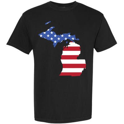 Patriotic State Of Michigan Usa Flag Garment-Dyed Heavyweight T-Shirt