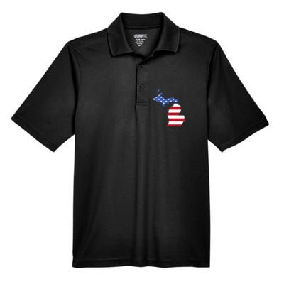 Patriotic State Of Michigan Usa Flag Men's Origin Performance Pique Polo