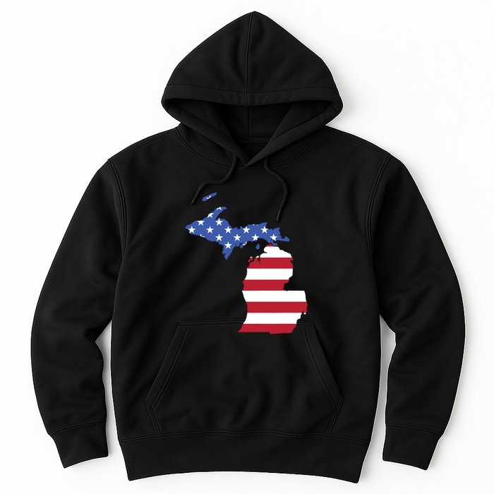 Patriotic State Of Michigan Usa Flag Hoodie