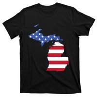 Patriotic State Of Michigan Usa Flag T-Shirt