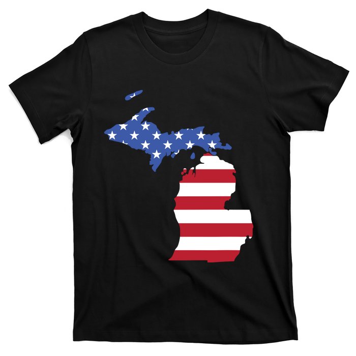 Patriotic State Of Michigan Usa Flag T-Shirt