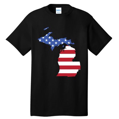 Patriotic State Of Michigan Usa Flag Tall T-Shirt