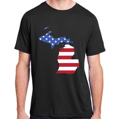 Patriotic State Of Michigan Usa Flag Adult ChromaSoft Performance T-Shirt