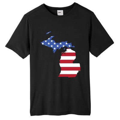 Patriotic State Of Michigan Usa Flag Tall Fusion ChromaSoft Performance T-Shirt