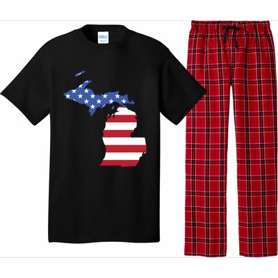 Patriotic State Of Michigan Usa Flag Pajama Set