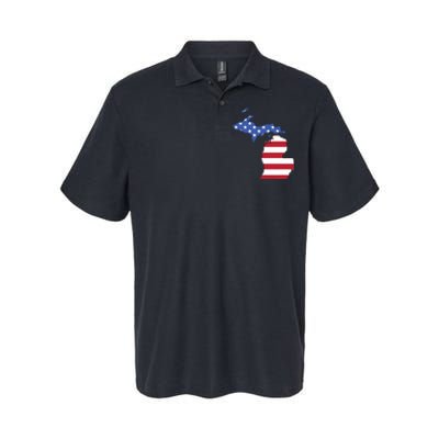 Patriotic State Of Michigan Usa Flag Softstyle Adult Sport Polo