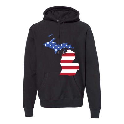 Patriotic State Of Michigan Usa Flag Premium Hoodie