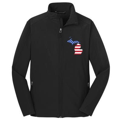 Patriotic State Of Michigan Usa Flag Core Soft Shell Jacket