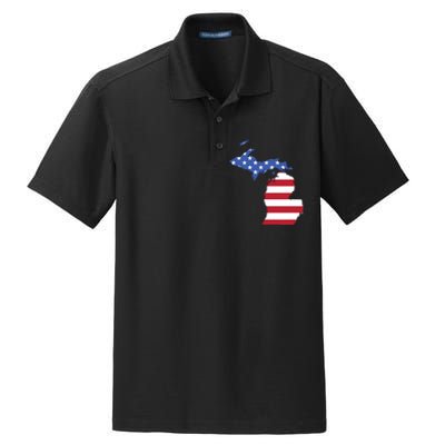 Patriotic State Of Michigan Usa Flag Dry Zone Grid Polo