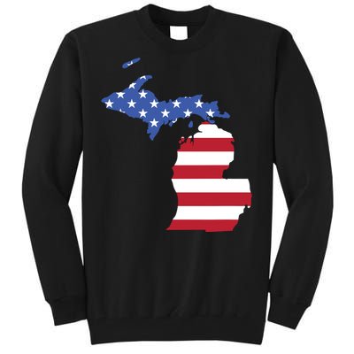 Patriotic State Of Michigan Usa Flag Tall Sweatshirt