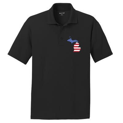 Patriotic State Of Michigan Usa Flag PosiCharge RacerMesh Polo