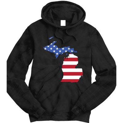 Patriotic State Of Michigan Usa Flag Tie Dye Hoodie