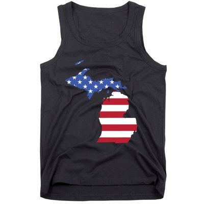 Patriotic State Of Michigan Usa Flag Tank Top