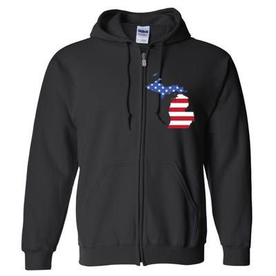 Patriotic State Of Michigan Usa Flag Full Zip Hoodie