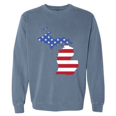 Patriotic State Of Michigan Usa Flag Garment-Dyed Sweatshirt