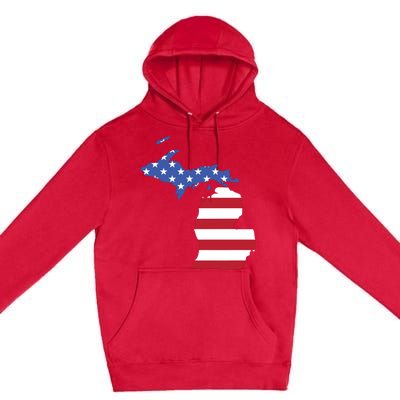 Patriotic State Of Michigan Usa Flag Premium Pullover Hoodie