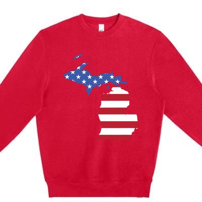 Patriotic State Of Michigan Usa Flag Premium Crewneck Sweatshirt