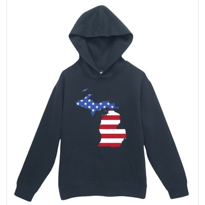 Patriotic State Of Michigan Usa Flag Urban Pullover Hoodie