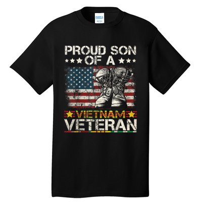 Proud Son Of Vietnam Veteran Us Flag Tall T-Shirt