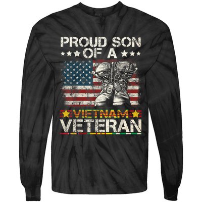 Proud Son Of Vietnam Veteran Us Flag Tie-Dye Long Sleeve Shirt