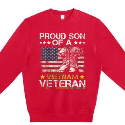 Proud Son Of Vietnam Veteran Us Flag Premium Crewneck Sweatshirt