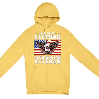 Proud Stepdad Of Afghanistan Veteran Patriotic Military Dad Cute Gift Premium Pullover Hoodie