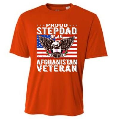 Proud Stepdad Of Afghanistan Veteran Patriotic Military Dad Cute Gift Cooling Performance Crew T-Shirt