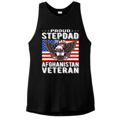 Proud Stepdad Of Afghanistan Veteran Patriotic Military Dad Cute Gift Ladies PosiCharge Tri-Blend Wicking Tank