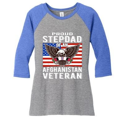 Proud Stepdad Of Afghanistan Veteran Patriotic Military Dad Cute Gift Women's Tri-Blend 3/4-Sleeve Raglan Shirt