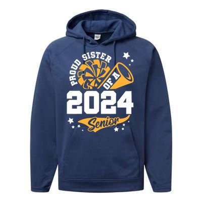 Proud Sister Of A 2024 Senior Cheer Sister Graduation Party Performance Fleece Hoodie