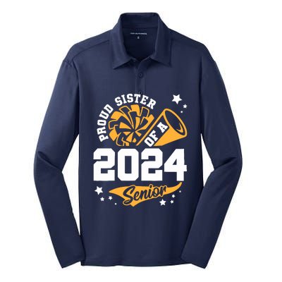 Proud Sister Of A 2024 Senior Cheer Sister Graduation Party Silk Touch Performance Long Sleeve Polo